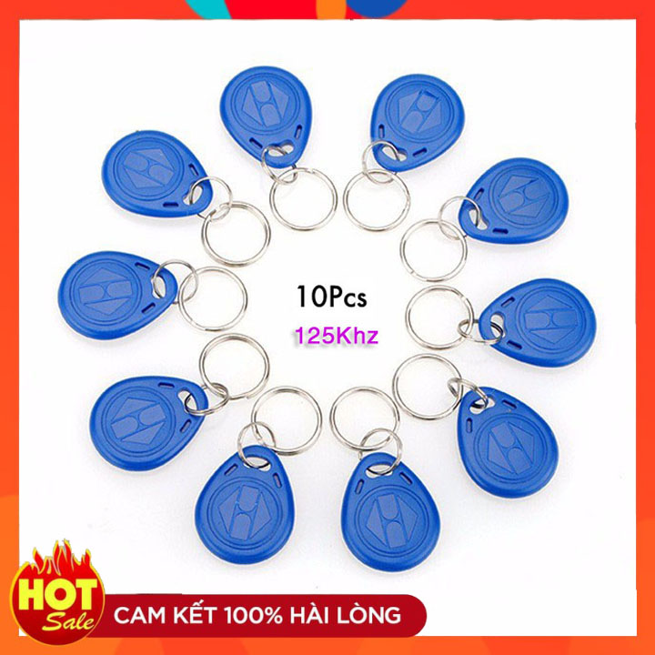 [Set 10 thẻ] Thẻ từ RFID tần số 125Khz dạng móc khóa dành cho khóa cửa cổng, kiểm soát ra vào (thẻ chỉ đọc)