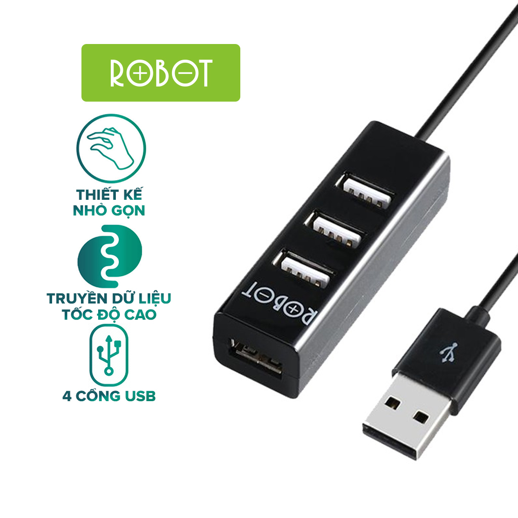  Cổng chia USB hub 4 cổng Robot H140 80 dài 80cm  đa năng truyền dữ liệu tốc độ cao ổn định l hàng chính hãng 