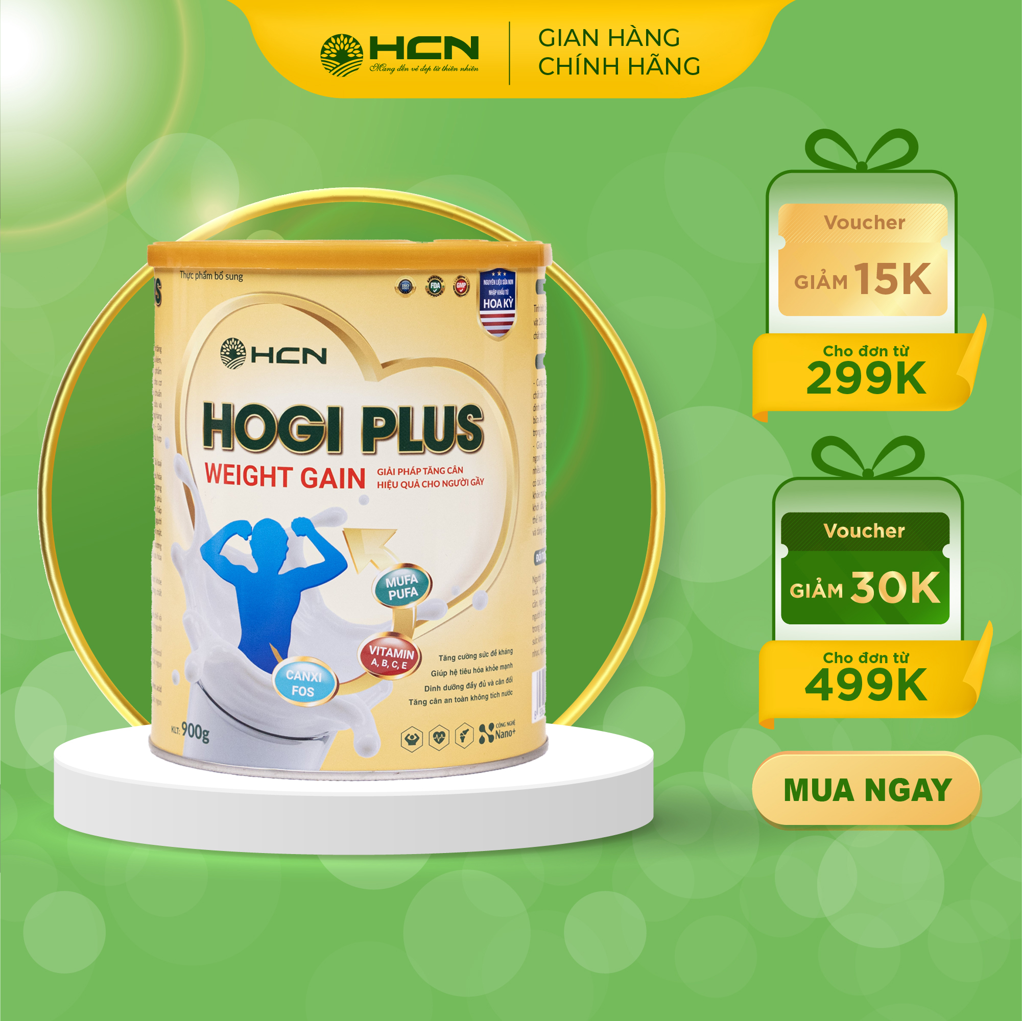 Sữa tăng cân hogi plus weight gain lon 900g - giải pháp tăng cân cho người gầy