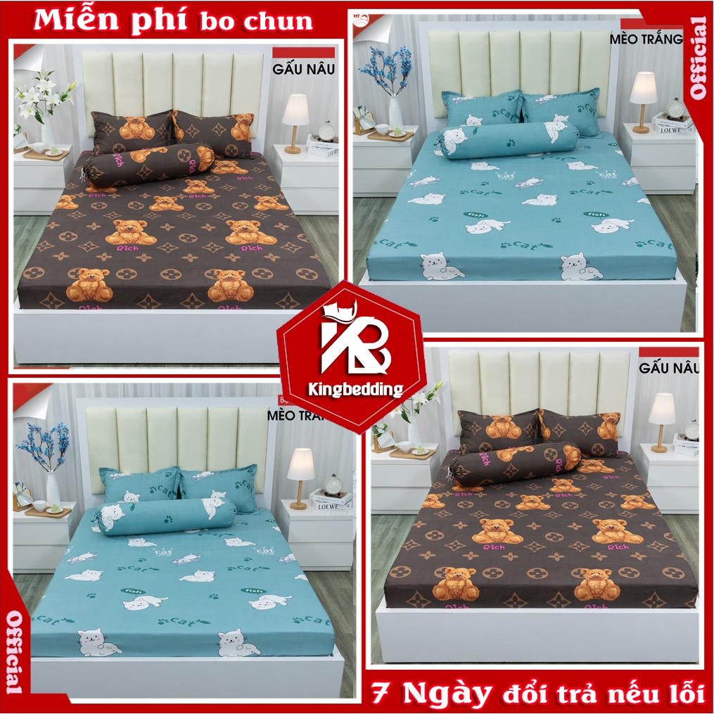Bộ ga gối m2/m4/m6/m8 ga giường + 2 vỏ gối nằm cotton poly drap bốn mùa đủ size - bo chun miễn phí