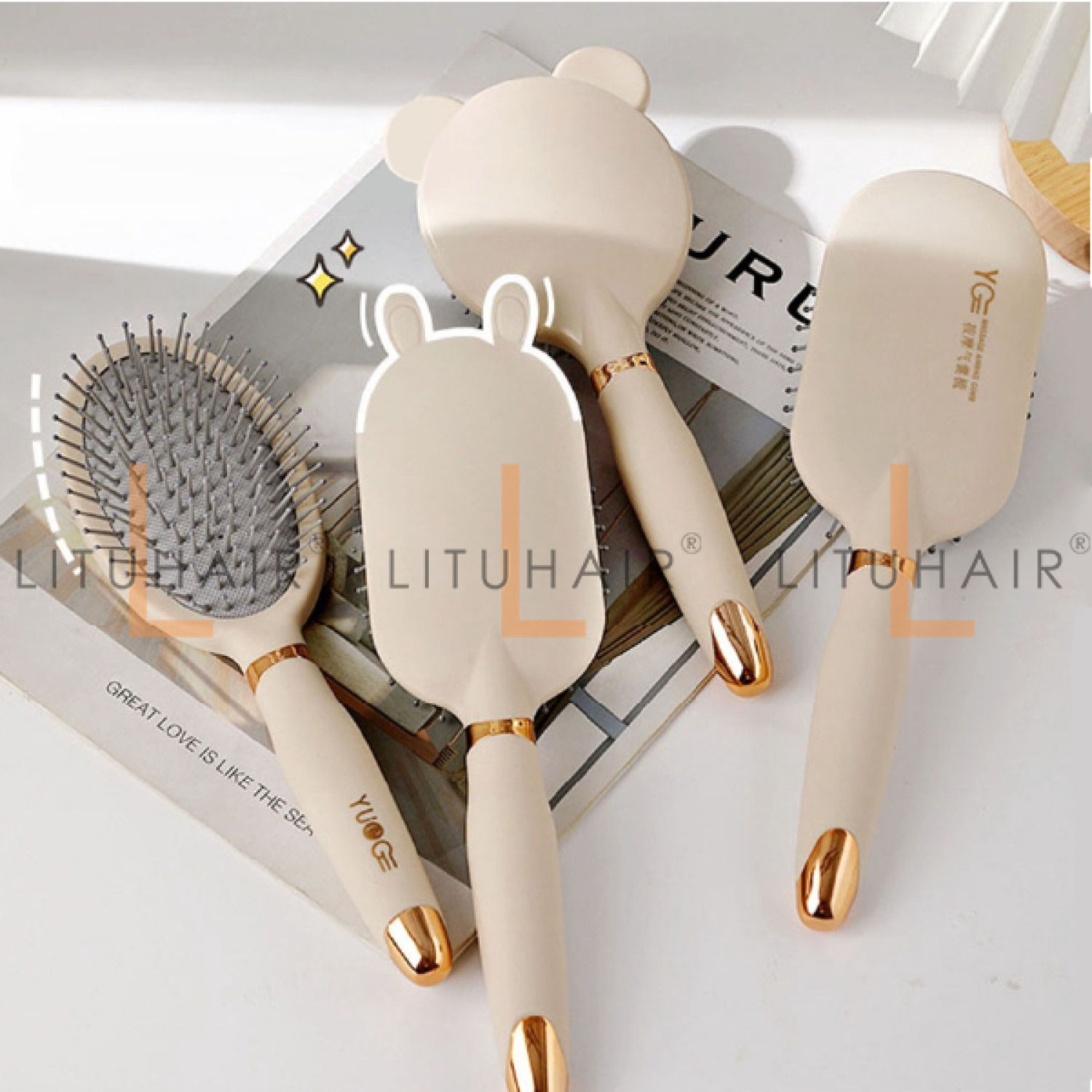 Lược đệm khí hình thỏ gấ m ssage da đầu chống tĩnh điện cao cấp