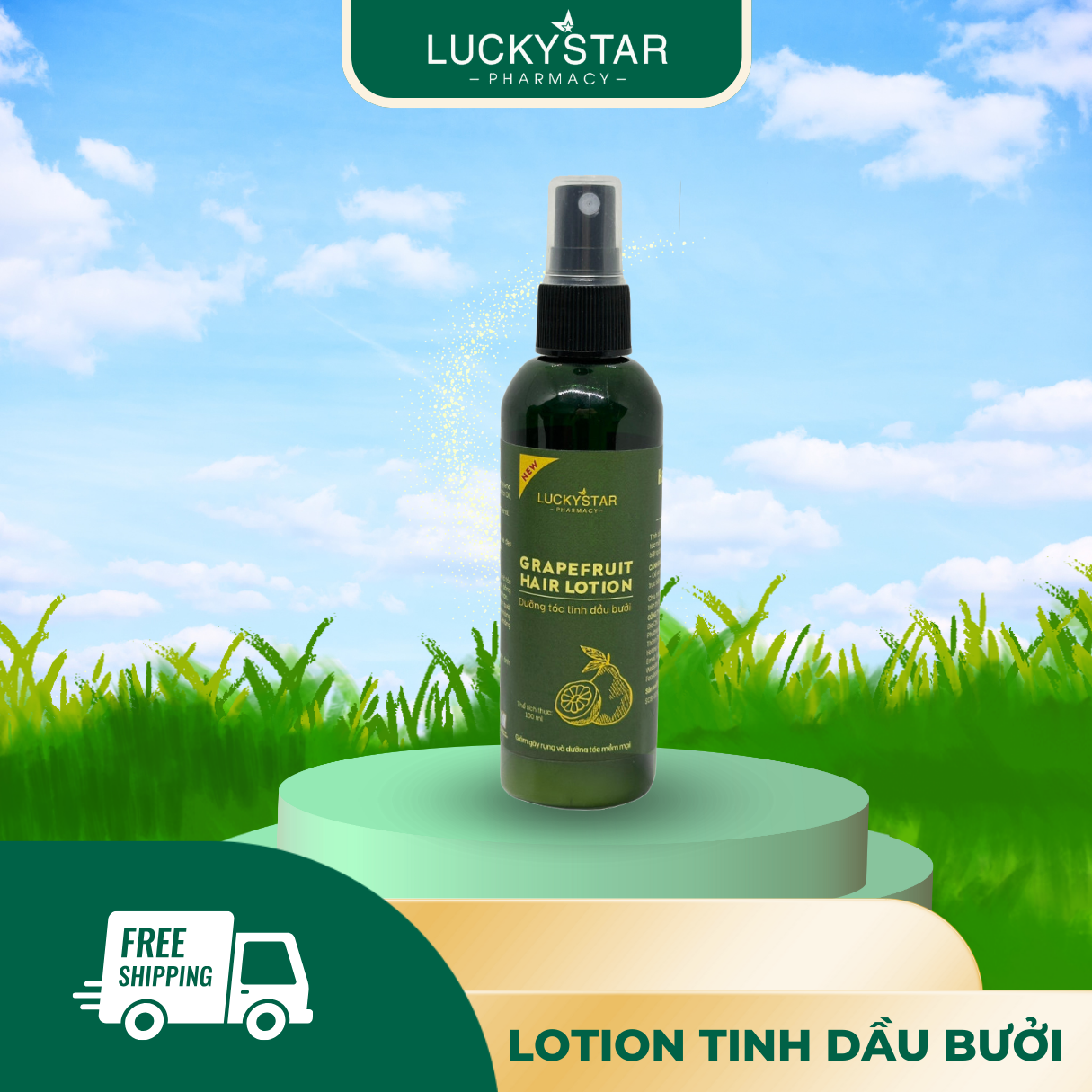 Lotion dưỡng tóc tinh dầu bưởi cao cấp lucky star new - 100ml