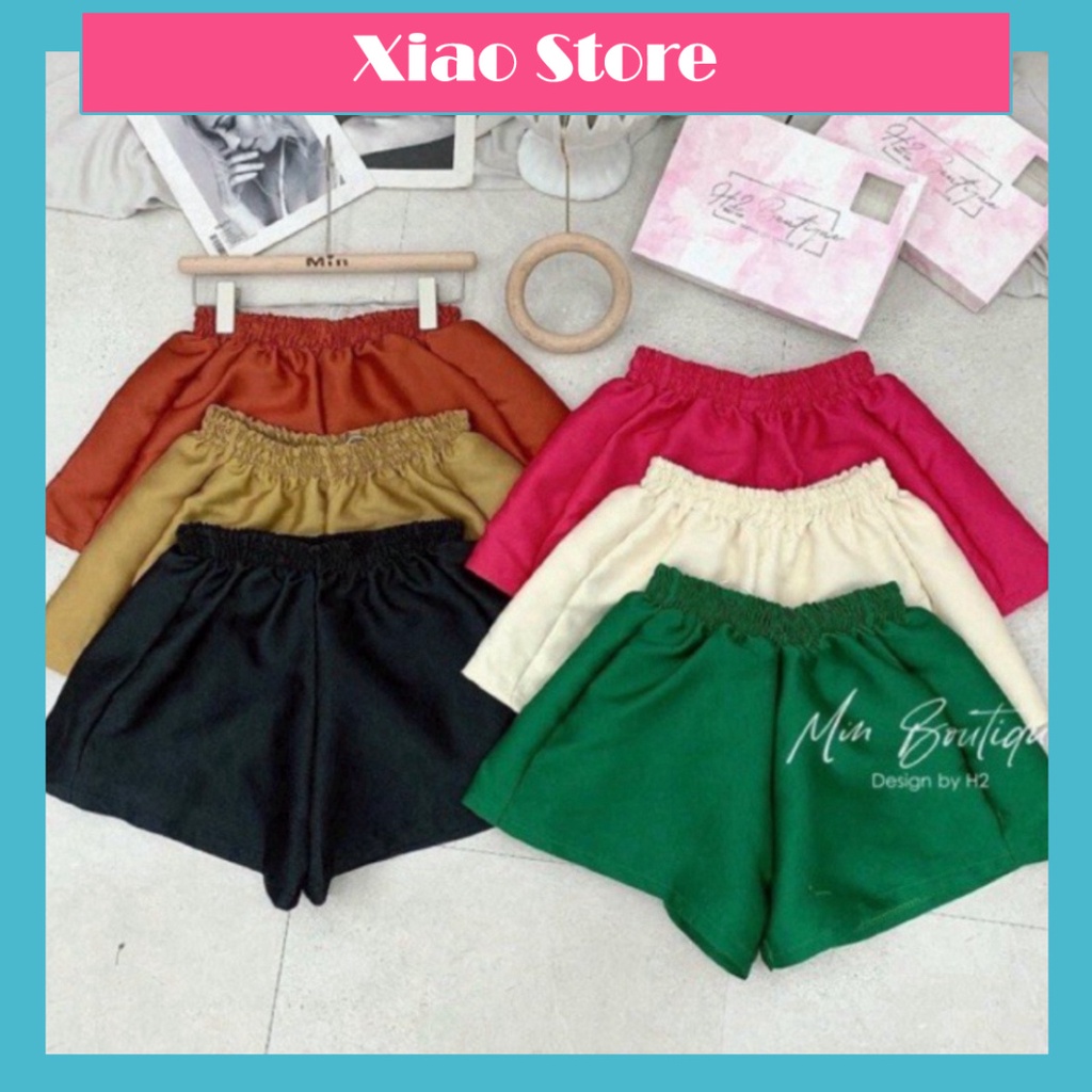 Quần đùi nữ tacta cạp chun, dáng short ống rộng phồng sooc cạp cao có túi 2 bên trẻ trung nhiều màu Xiao shop xiao shop