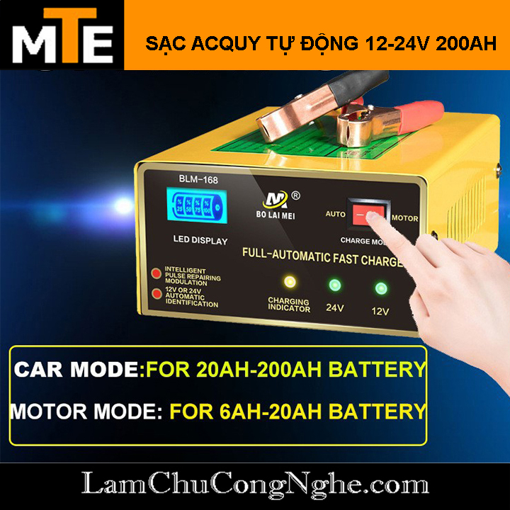 Sạc acquy tự động 12v 24v 200ah / bt-168