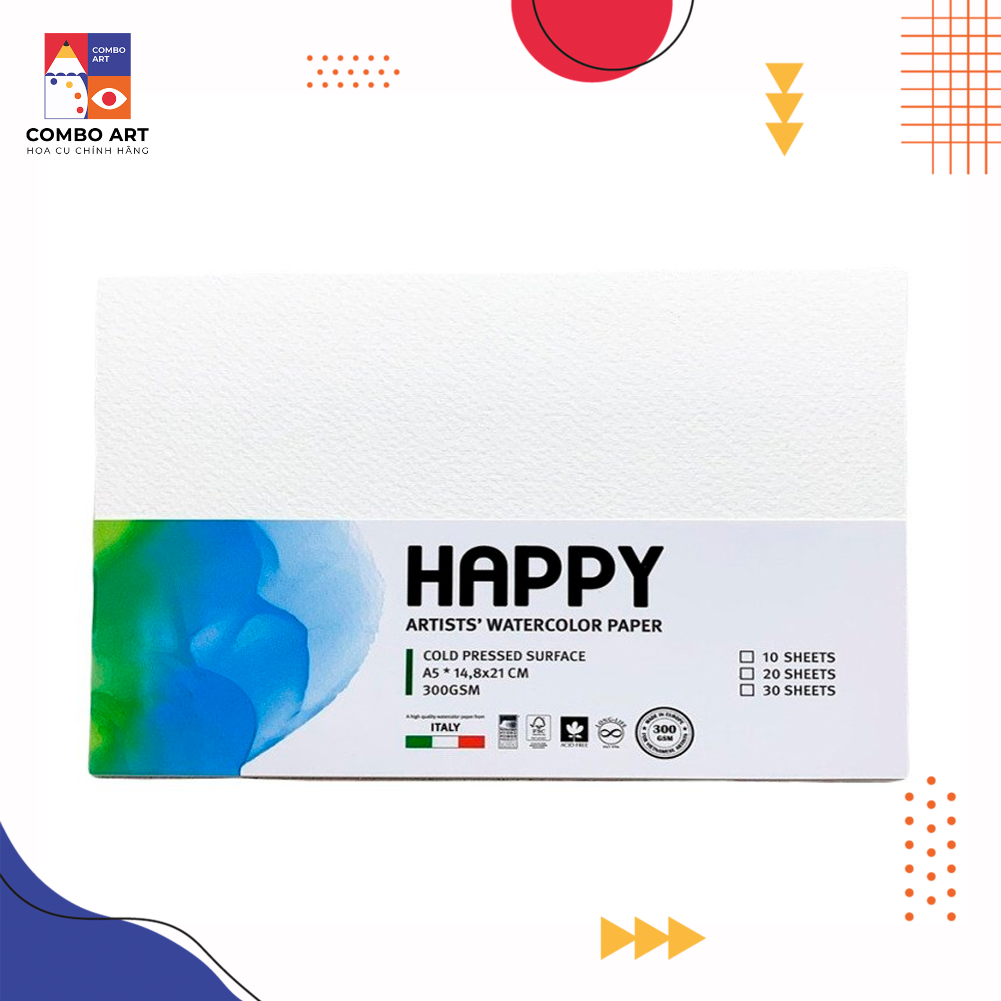Giấy vẽ màu nước happy 300gsm