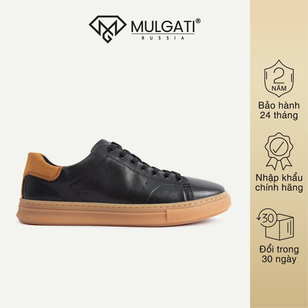 Giày thể thao nam mulgati classic sneaker da trơn buộc dây - jj47a