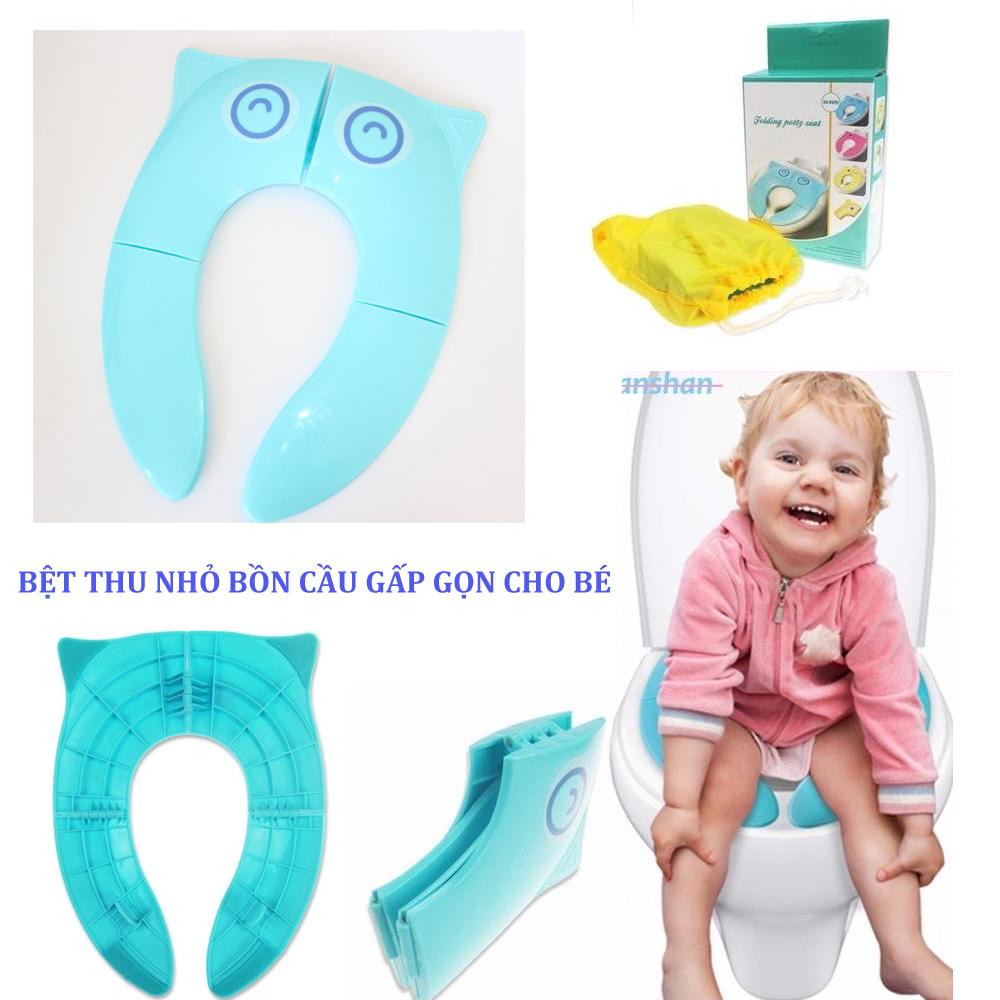 Bệ thu nhỏ bồn cầu/ miếng lót vệ sinh gấp gọn cho bé tiện lợi mang đi du lịch aqgs