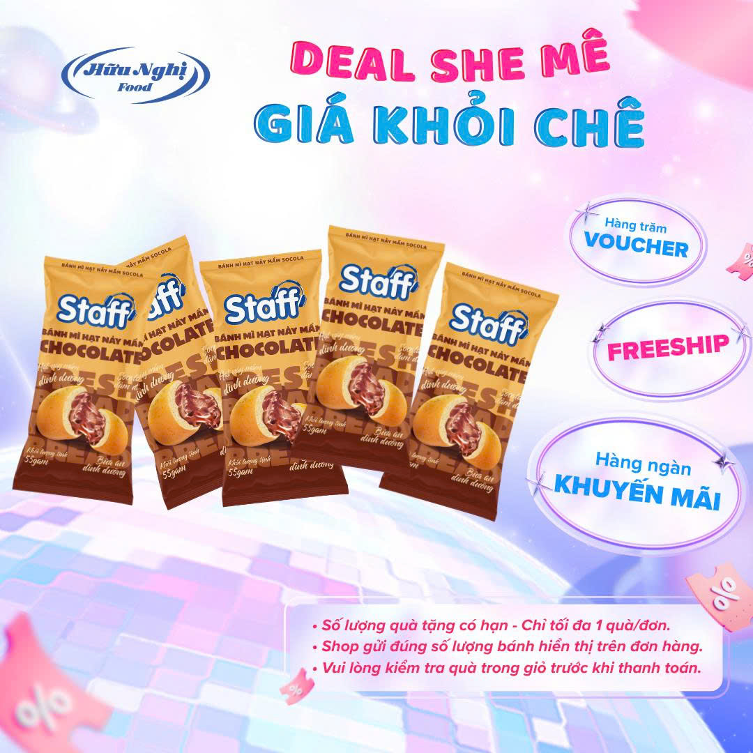 Combo Bánh mì Staff hạt nảy mầm chocolate 55g