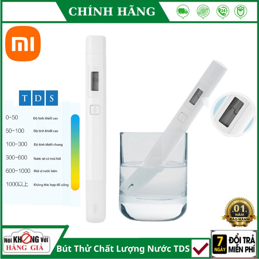 Bút thử nước sạch TDS Xiaomi chống nước IPX6 dạng que kiểm tra chất lượng nước uống - bảo hành 12 tháng