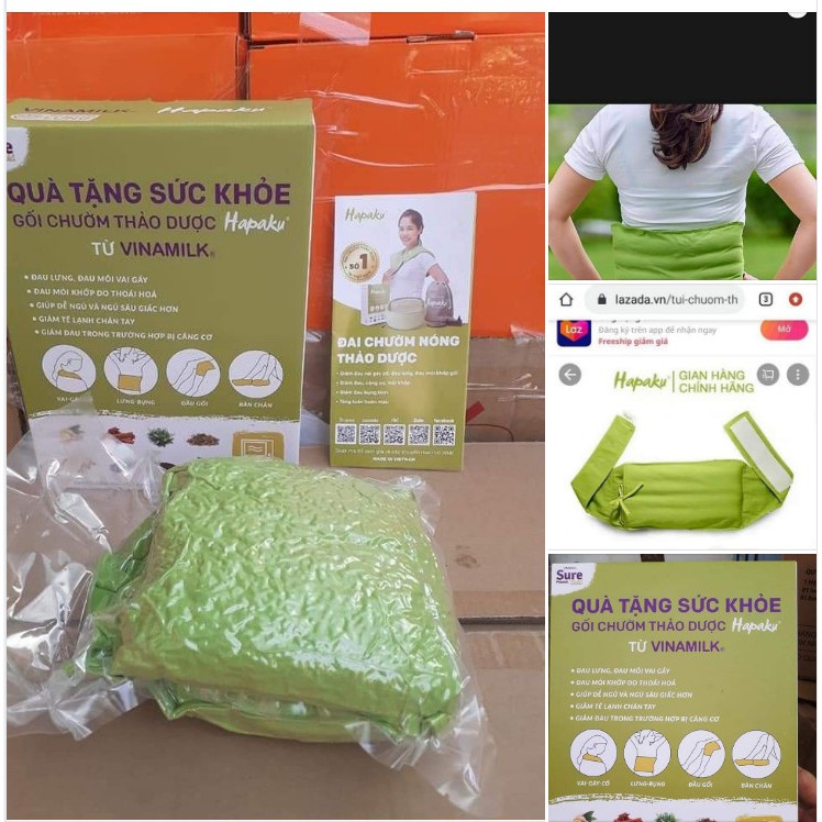 Túi, đai chườm thảo dược hapaku chườm nóng giảm đau lưng