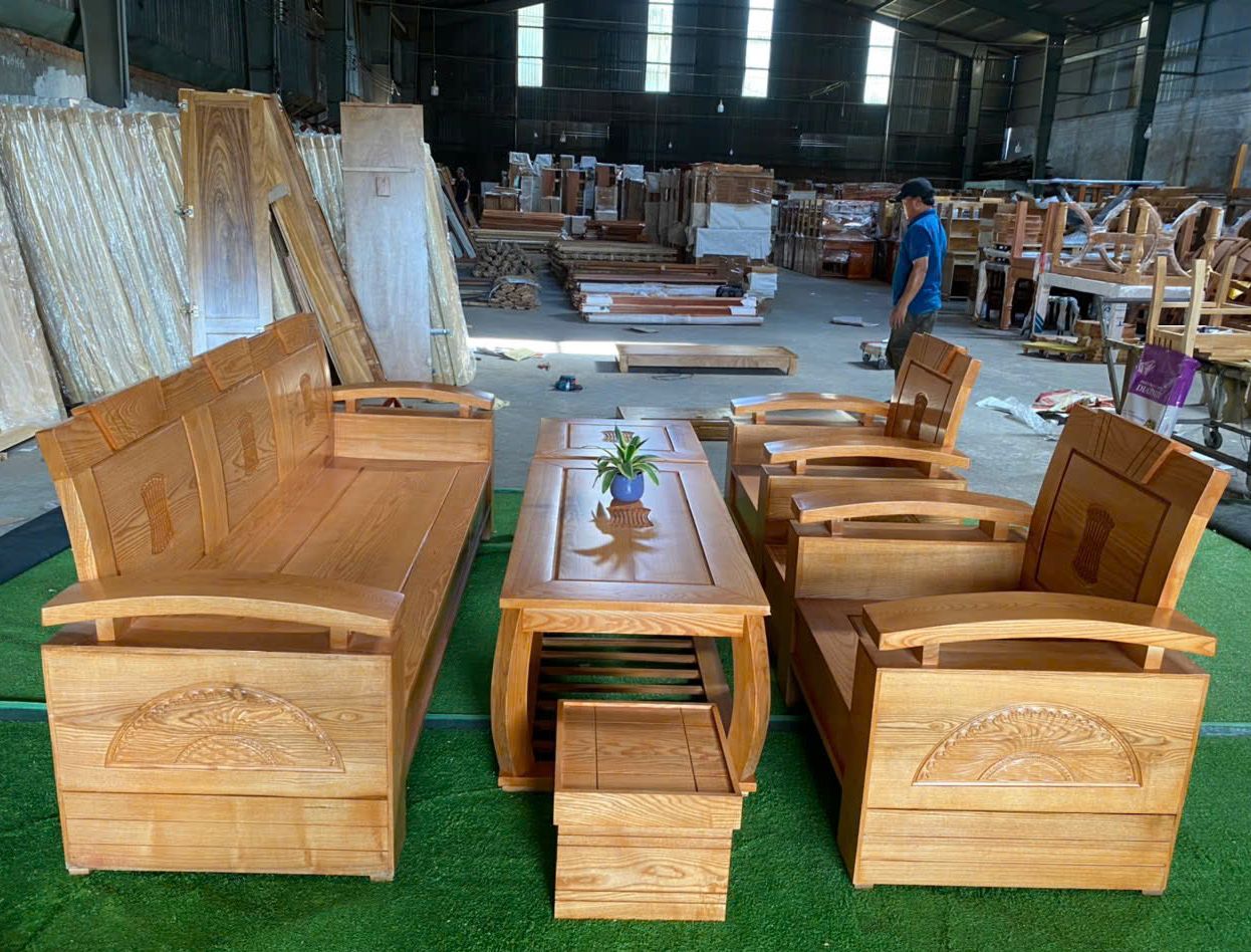 Bàn ghế phòng khách gỗ sồi ,bộ bàn gỗ đối ,sofa phòng khách