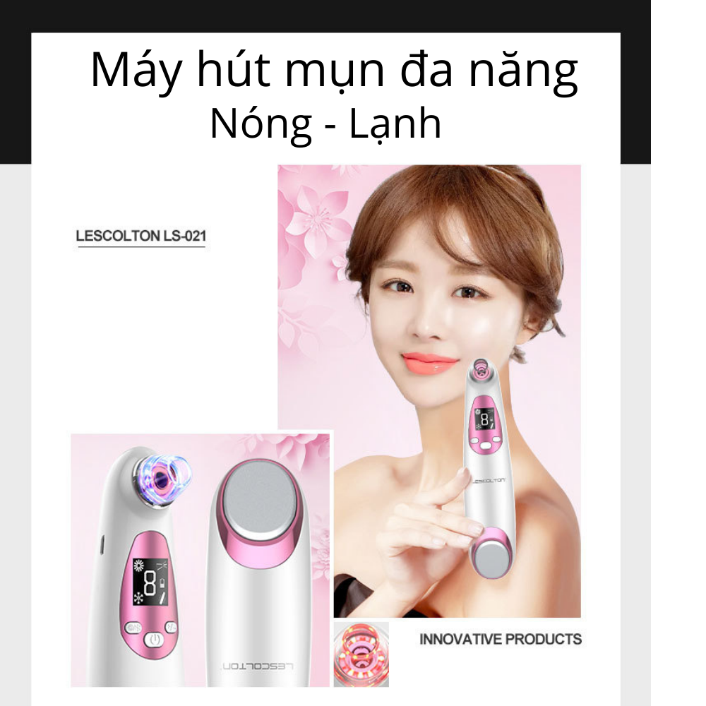Máy hút mụn cầm tay đa năng, Máy hút mụn Lescolton, Máy Massage mặt nóng lạnh