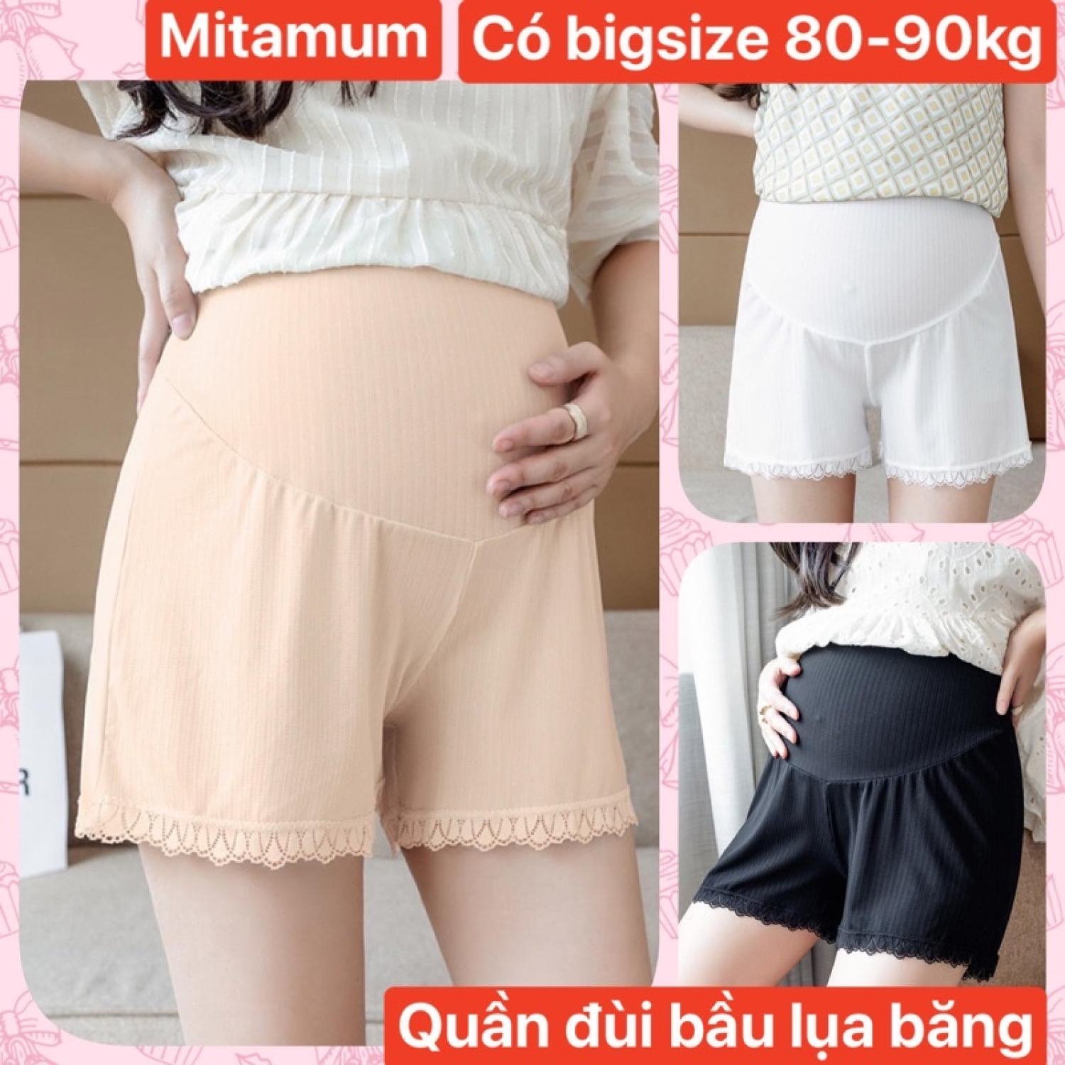 Quần đùi bầu mặc váy đi chơi mặc nhà chất lụa băng thiết kế đẹp giá rẻ