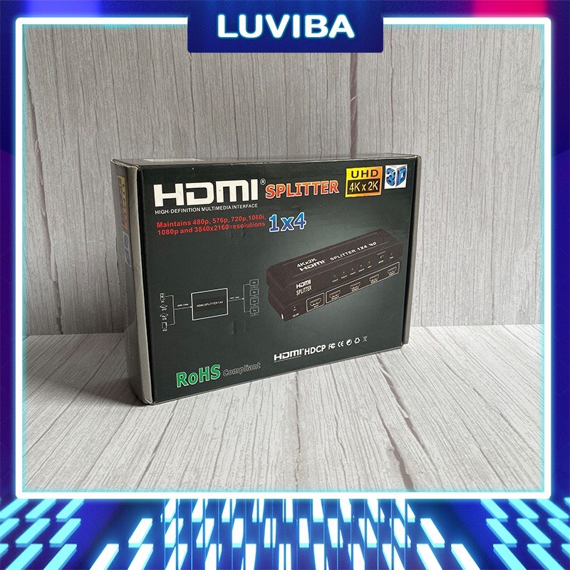 Hub HDMI bộ chia HDMI 4k 1 ra 2 1 ra 4 LUVIBA BC02