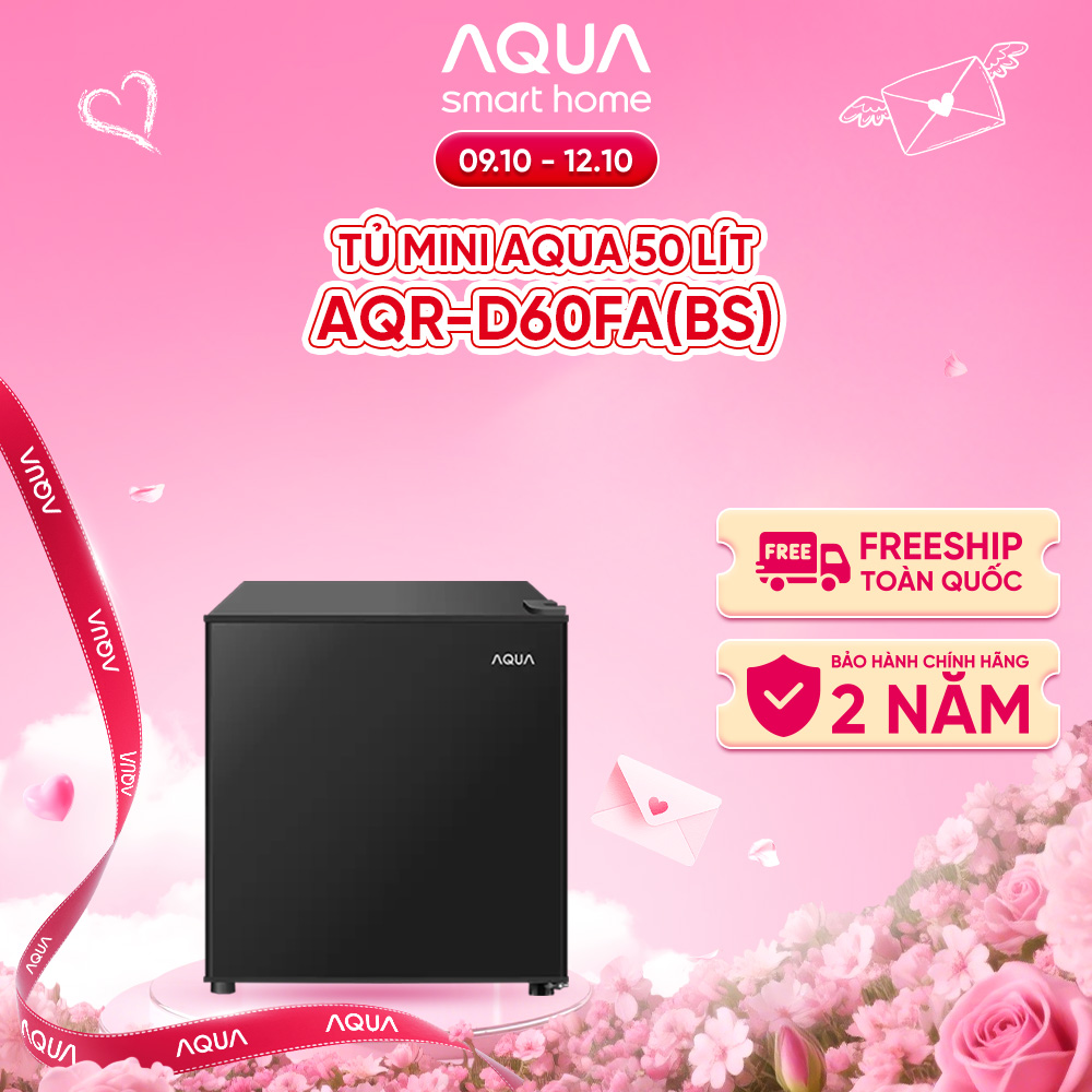 [SALE SỐC] Tủ Lạnh 1 Cửa Aqua 50L AQR-D60FA(BS) - Làm lạnh nhanh - Bảo hành chính hãng 2 năm - Miễn phí vận chuyển