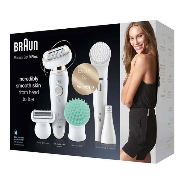 Máy cạo lông, nhổ lông, tẩy lông, massage cho nữ Braun Silk-épil 9 Flex SES 9300 3D, làm sạch vùng kín