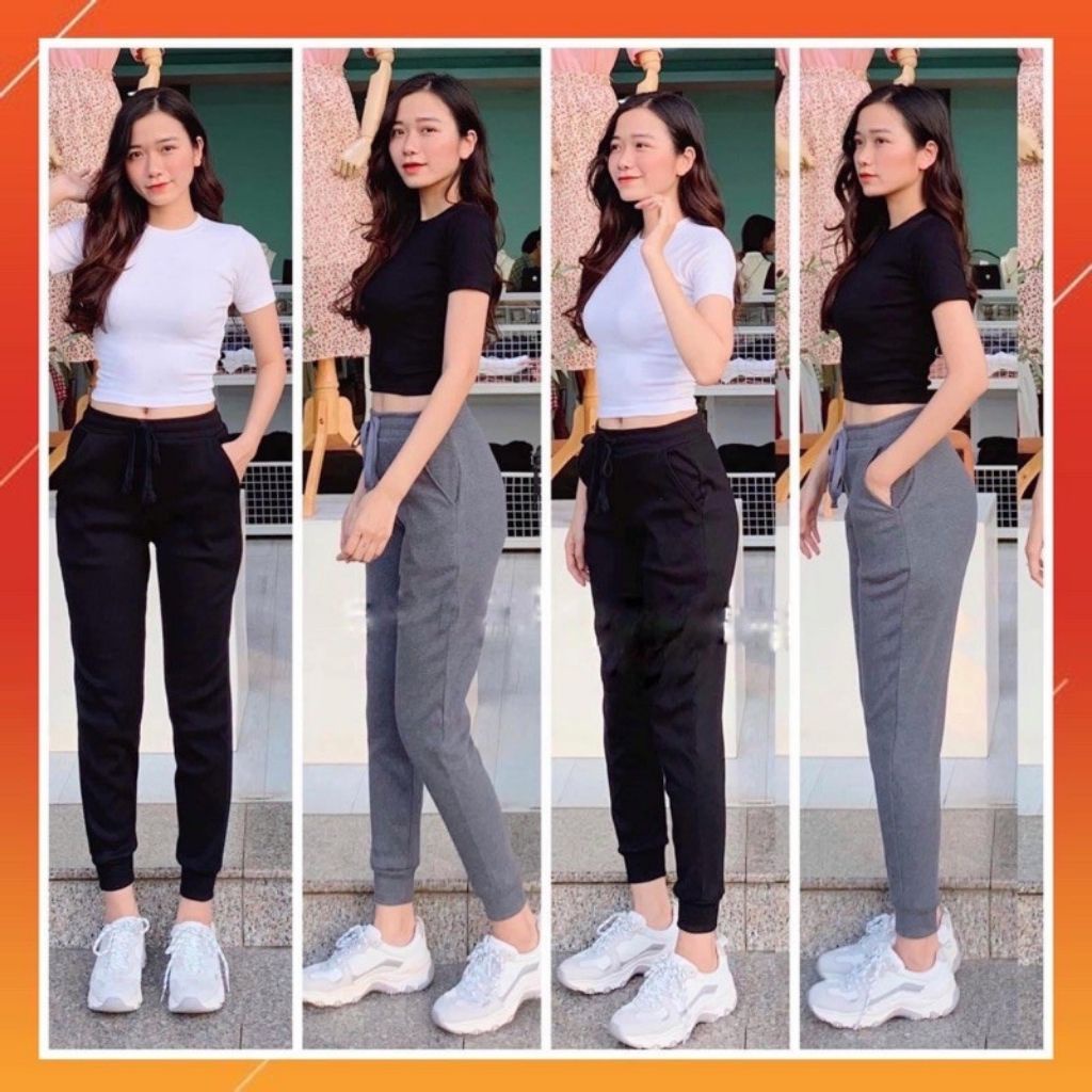 Quần joger nữ len tăm bo gấu lưng thun_Quần Jogger Len Tăm Nữ