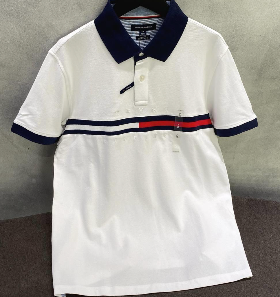 Áo Có Cổ Polo Tommy Hilfiger- Slim Fit Essential Flag Polo White Chính Hãng Shop Xám Store