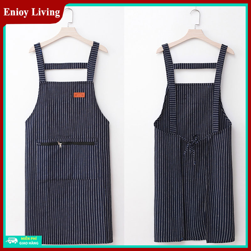 Tạp dề, tạp dề cotton Tạp dề lưng sọc siêu dày thích hợp cho nữ/nam A01704