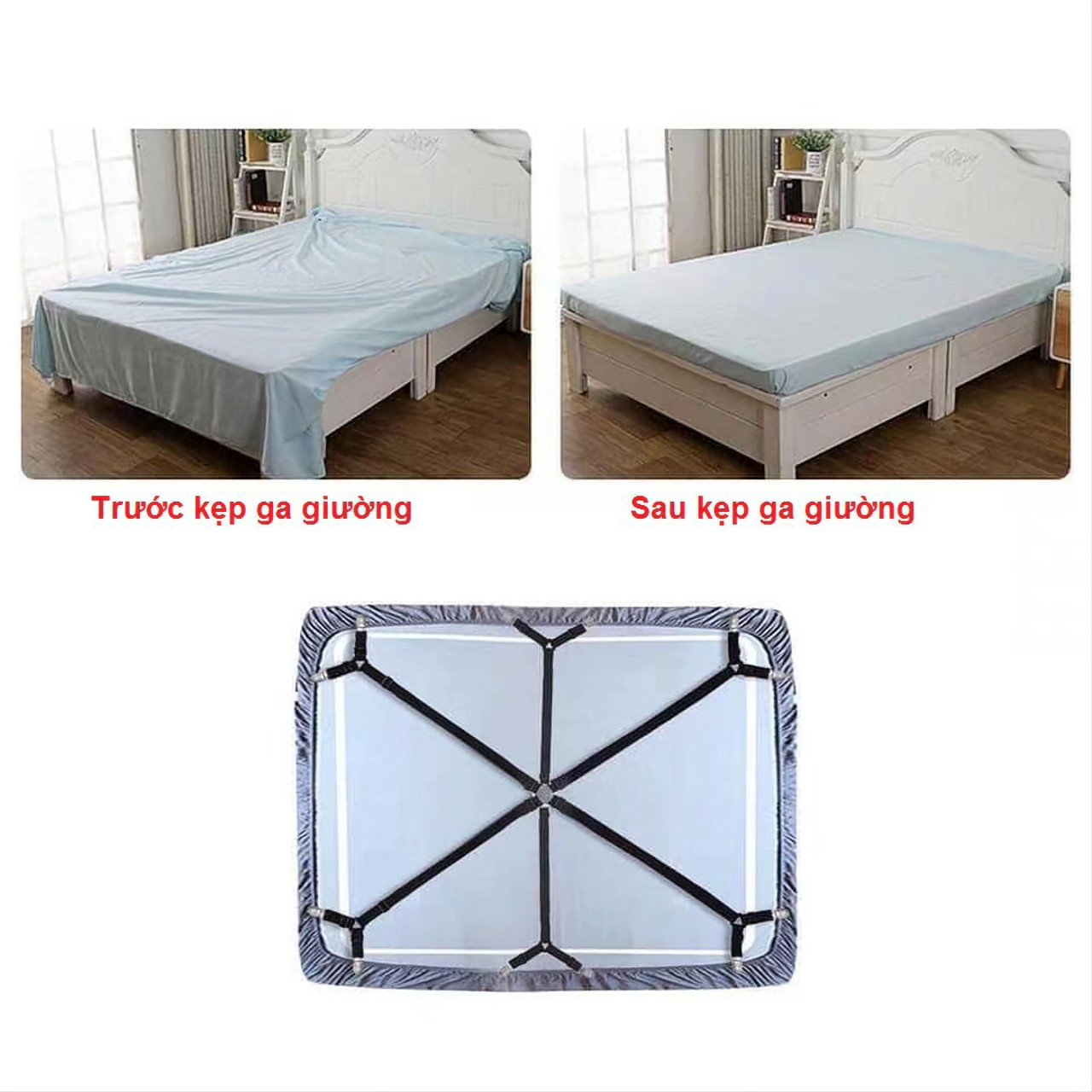 [Có sẵn] Kẹp ga giường drap 6 chiều chắc chắn chống xê dịch cố định và giữ phẳng