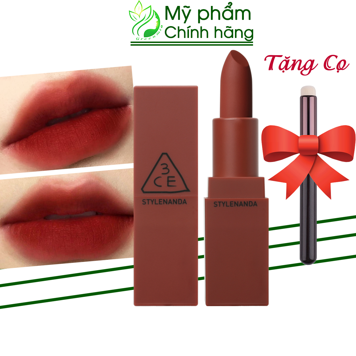 Son thỏi 3CE Mood Recipe Màu 909 Smoked Rose Màu Đỏ Gạch CHÍNH HÃNG