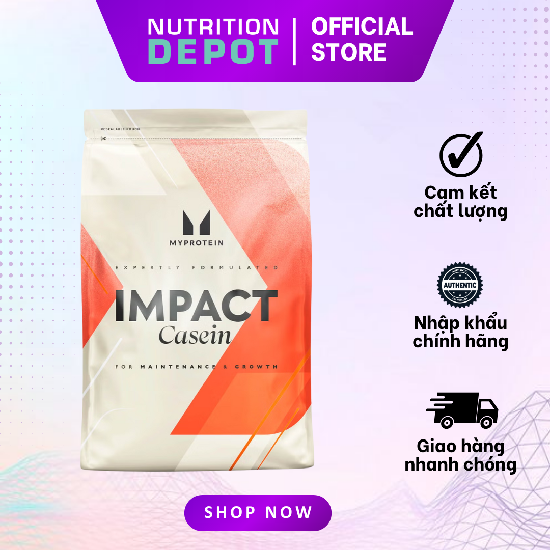 Sữa hỗ trợ tăng cơ suốt đêm ngủ dài Slow-Release Casein Myprotein Túi 1kg - Nutrition Depot
