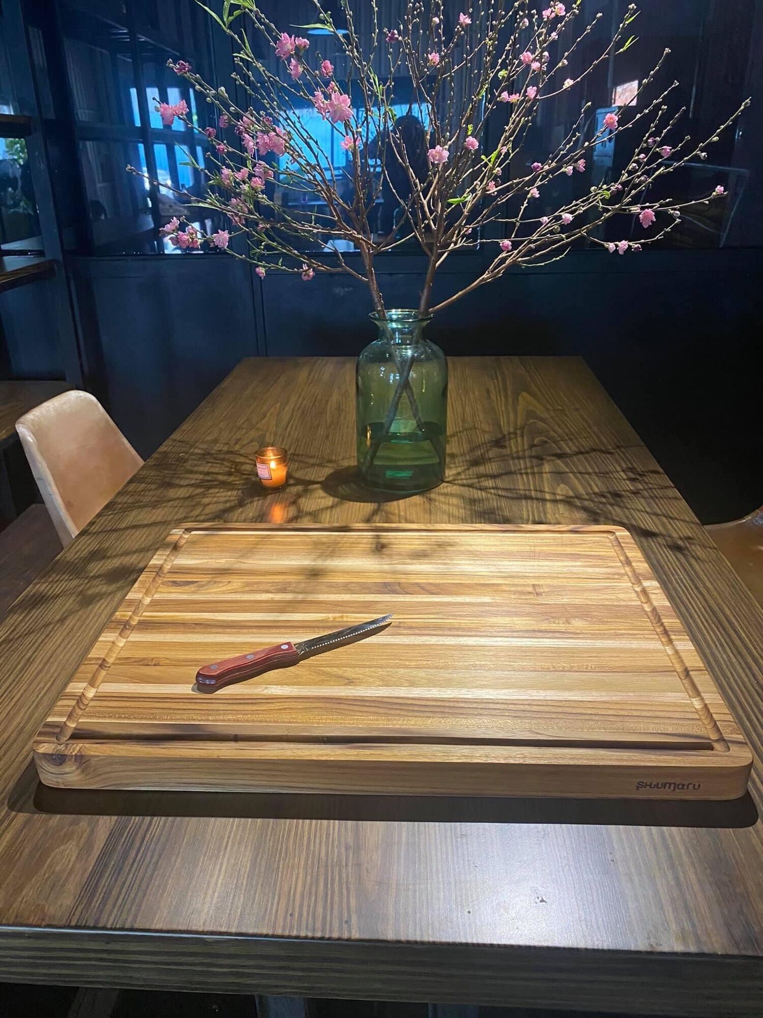 [Freeship MAX] Thớt gỗ teak hình chữ nhật 610 x 458 x 38 mm - Thớt gỗ trang trí đồ ăn kiểu dáng Vintage decor Wood Carving Board