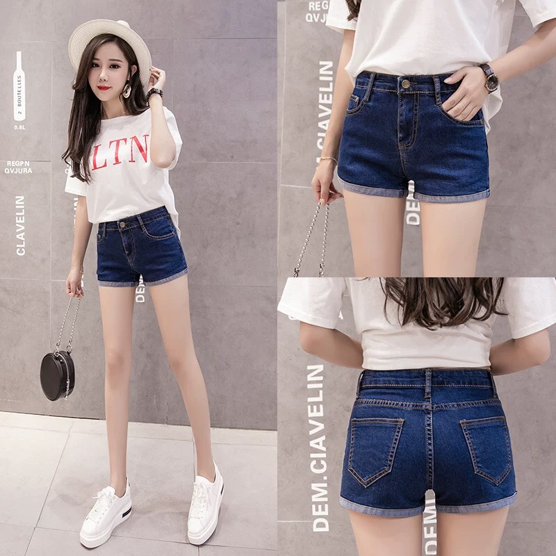 Quần jean nữ quần bò short nữ co giãn lưng cao nhiều màu