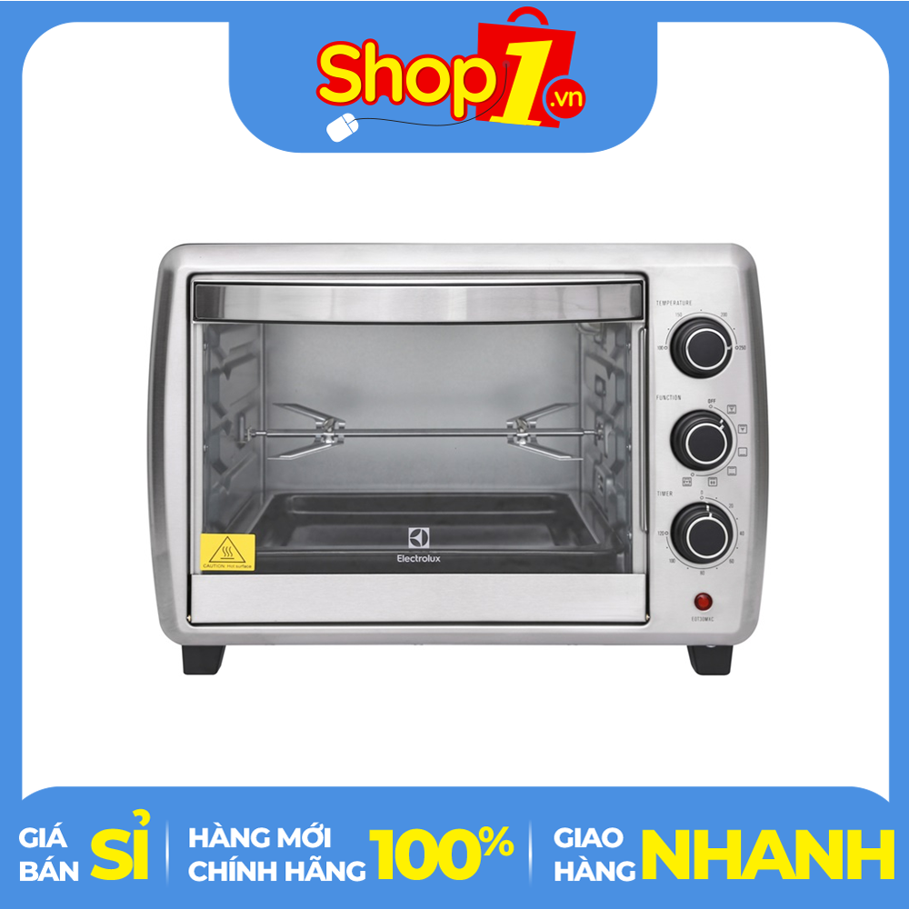 [HCM]Lò nướng Electrolux EOT30MXC 30 lít - Công suất 1800W - Quạt đối lưu - Hẹn giờ lên tới 120 phút - Nhiệt độ 100 - 250ºC - Làm nóng bằng thanh nhiệt - Đèn trong khoang lò