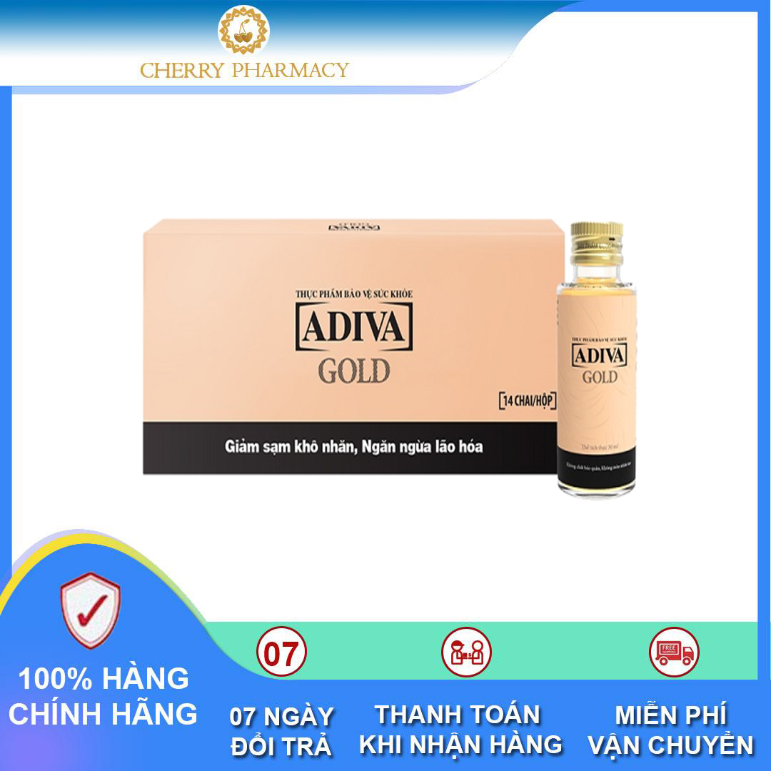 Adiva Collagen Gold dạng nước giúp giảm nếp nhăn và không lo chảy xệ 14 chai