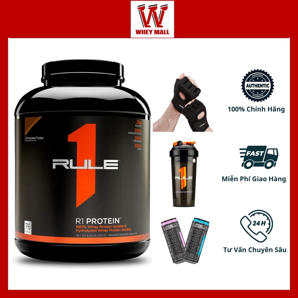 Rule 1 Protein 5lbsHỗ trợ tăng cơ 100% Whey Protein Isolate & Hyrolyzed