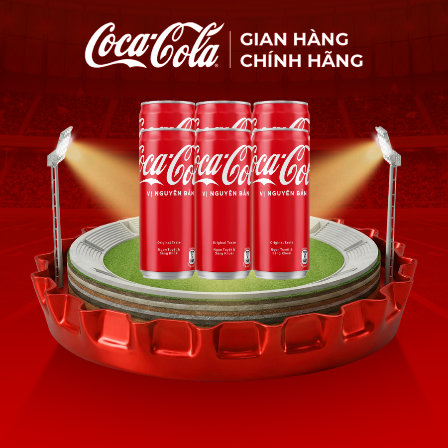 [SIÊU SALE ] Lốc 6 Lon Nước Ngọt Giải Khát Coca-Cola Vị Nguyên Bản Original 320m/Lon Sale 4.4 Coca-Cola Chính Hãng_LD