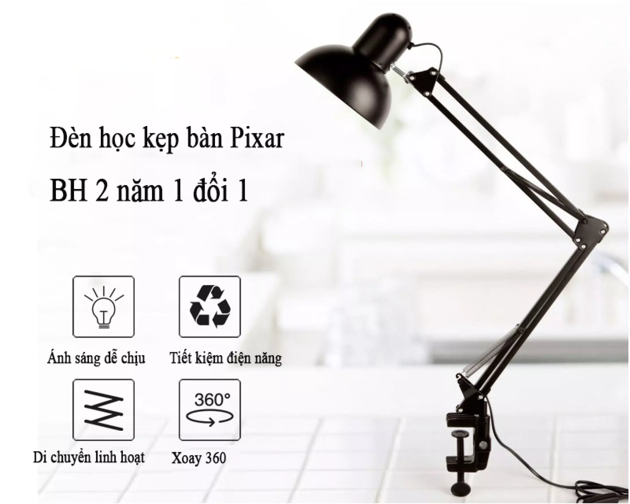ĐÈN HỌC ĐÈN LÀM VIỆC HỢP KIM GẤP GỌN CÓ ĐẾ KẸP ĐA NĂNG, Xoay 360 độ, tuỳ chỉnh cao thấp , vươn tới mọi ngóc ngách