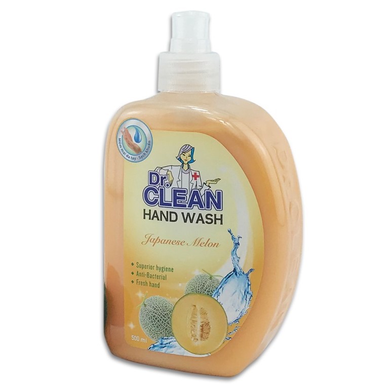 Nước rửa tay sạch khuẩn Dr. Clean chai 500ml Dưa lưới