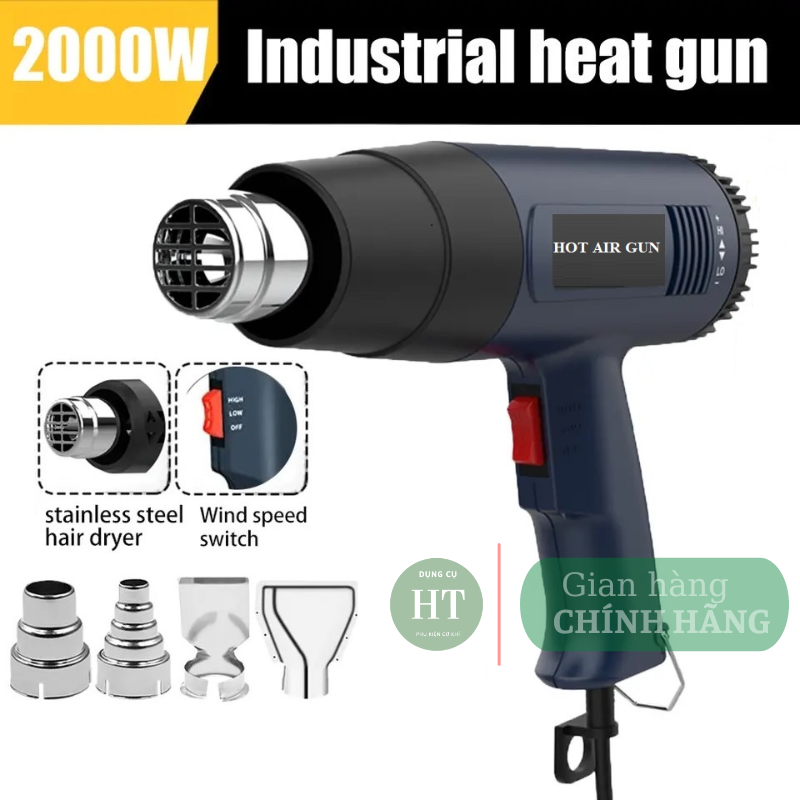 Máy khò nhiệt , Máy khò thổi hơi nóng 2200W, thổi nhiệt dán ni lông, decal, phim cách nhiệt ô tô, xe máy