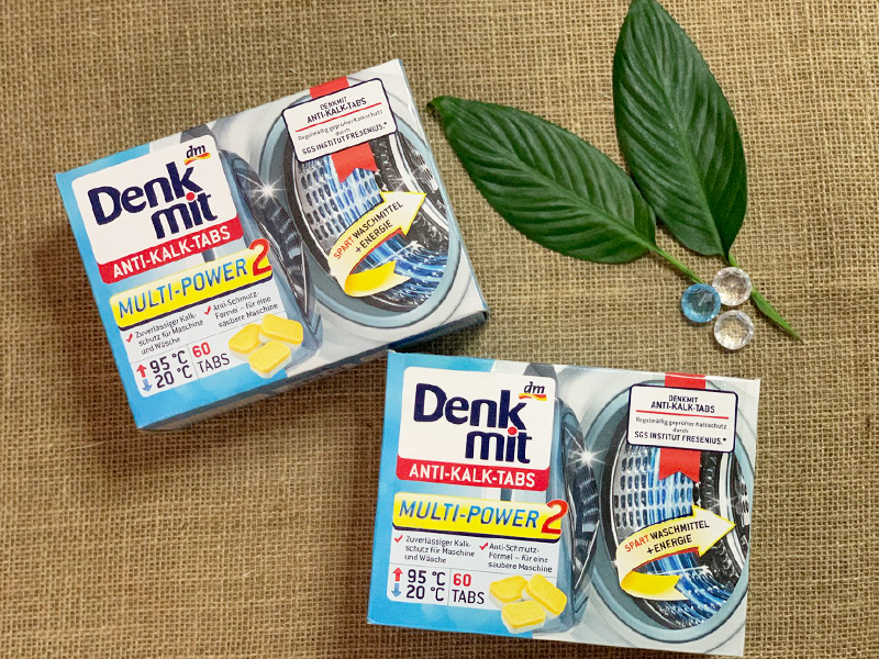 [Hàng nhập khẩu - Đức] Viên Tẩy, Vệ sinh Lồng Máy Giặt Denkmit Anti Kalk tabs hộp 60 viên loại bỏ cặn, cặn canxi, mùi hôi bám lâu ngày trong máy giặt