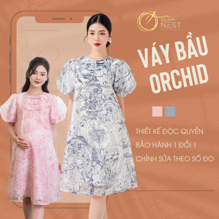 Váy bầu dạo phố du lịch đầm bầu đi biển thiết kế cao cấp glam nest vn026