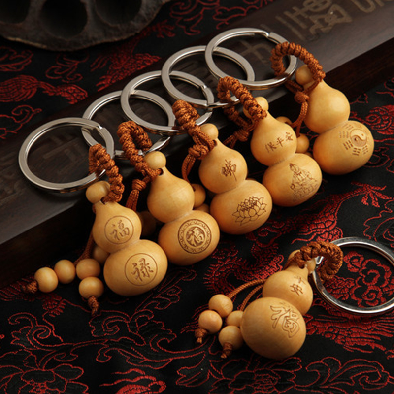 Móc khóa hình hồ lô gỗ chữ PHƯỚC