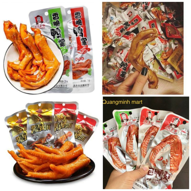Bịch 30 chiếc chân vịt , đùi cánh , cổ vịt , chân gà cay tứ xuyên dacheng 32 -35gr