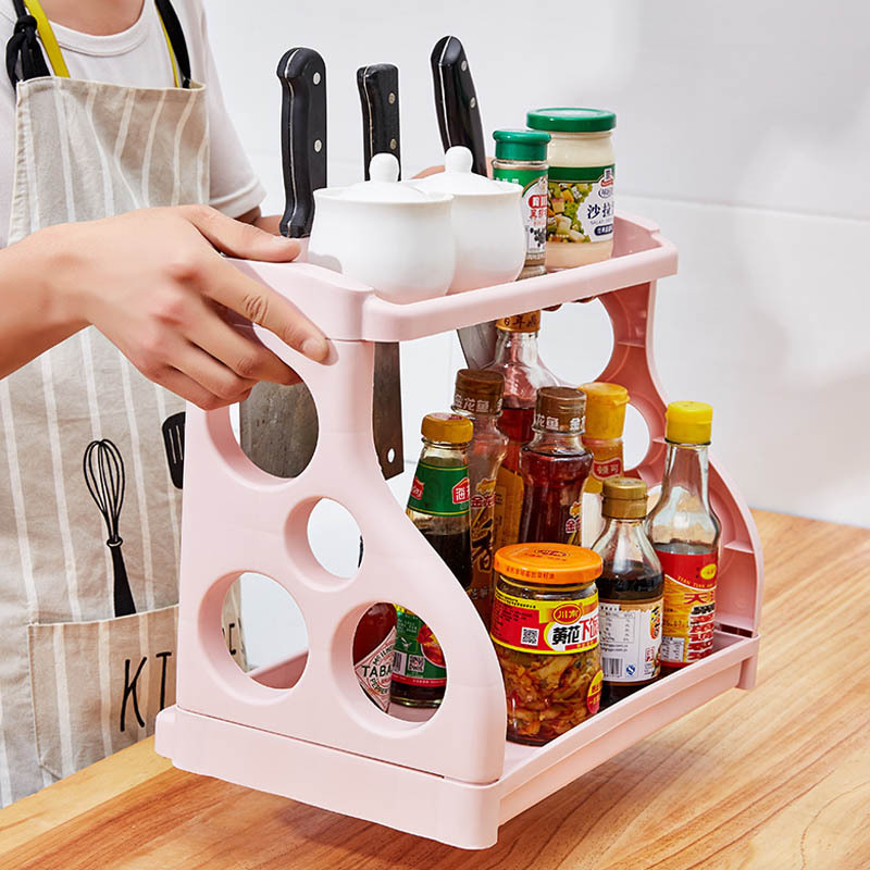 Kệ 2 tầng đựng vật dụng nhà bếp tiện dụng tháu ráp được