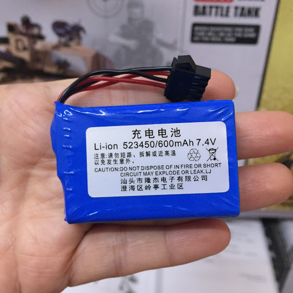 Pin li-ion 7.4V 600mah dùng cho máy xúc chân SM4P