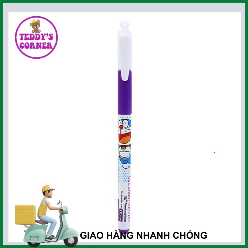 01 cây bút mực nước thiên long doraemon nét 0.5mm màu tím; teddy cornner