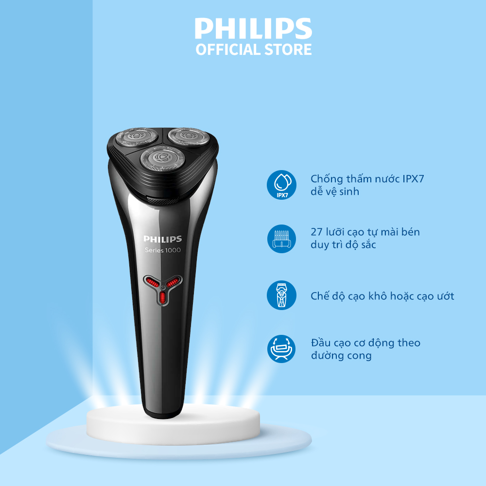 Máy cạo râu Philips S1103/02 Êm ái An Toàn cạo khô hoặc cạo với gel bảo hành 2 năm