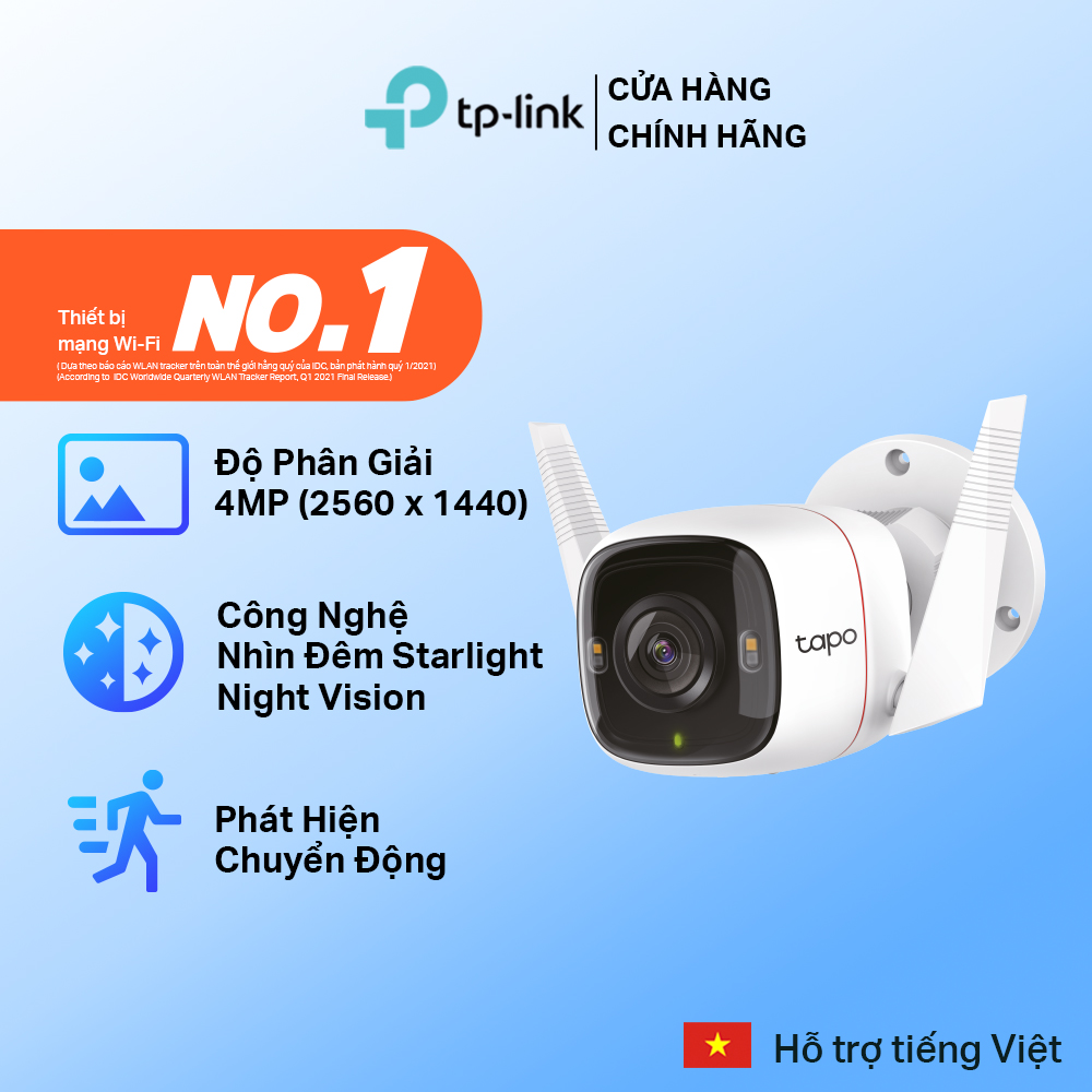 Camera wifi ngoài trời tp-link tapo c320ws độ phân giải 2k qhd