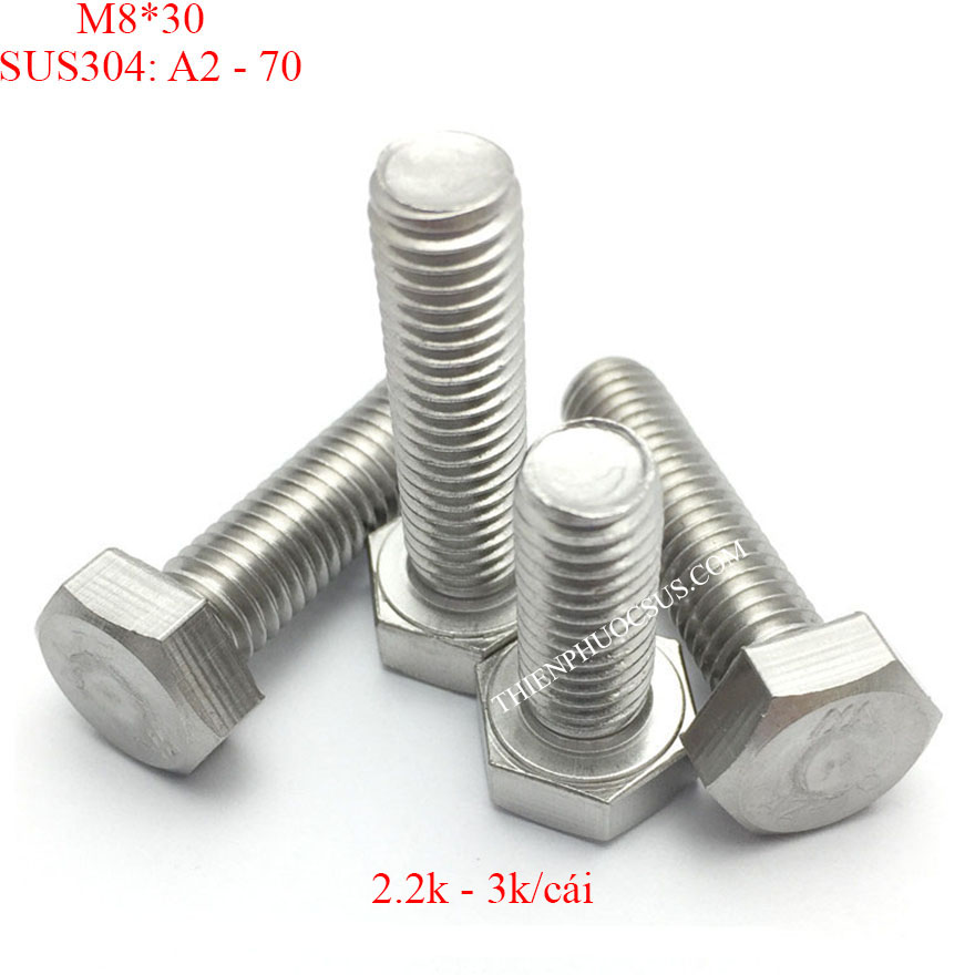 Bulong M8*30. DIN 933, SUS304 (10 cái)