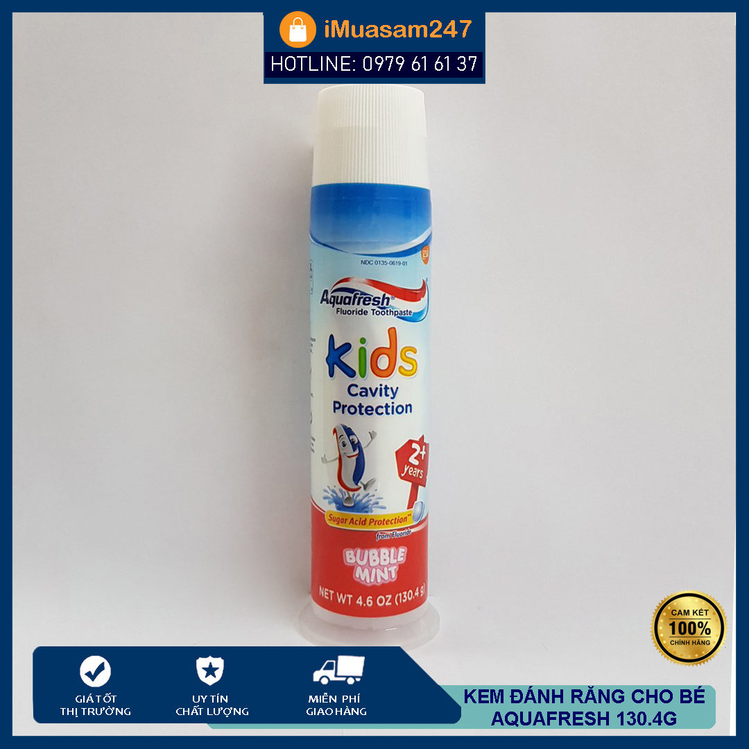 Kem Đánh Răng Cho Bé Aquafresh Kids Cavity Protection 130.4g hàng Mỹ chống sâu răng giúp răng bé chắc khỏe mỗi ngày