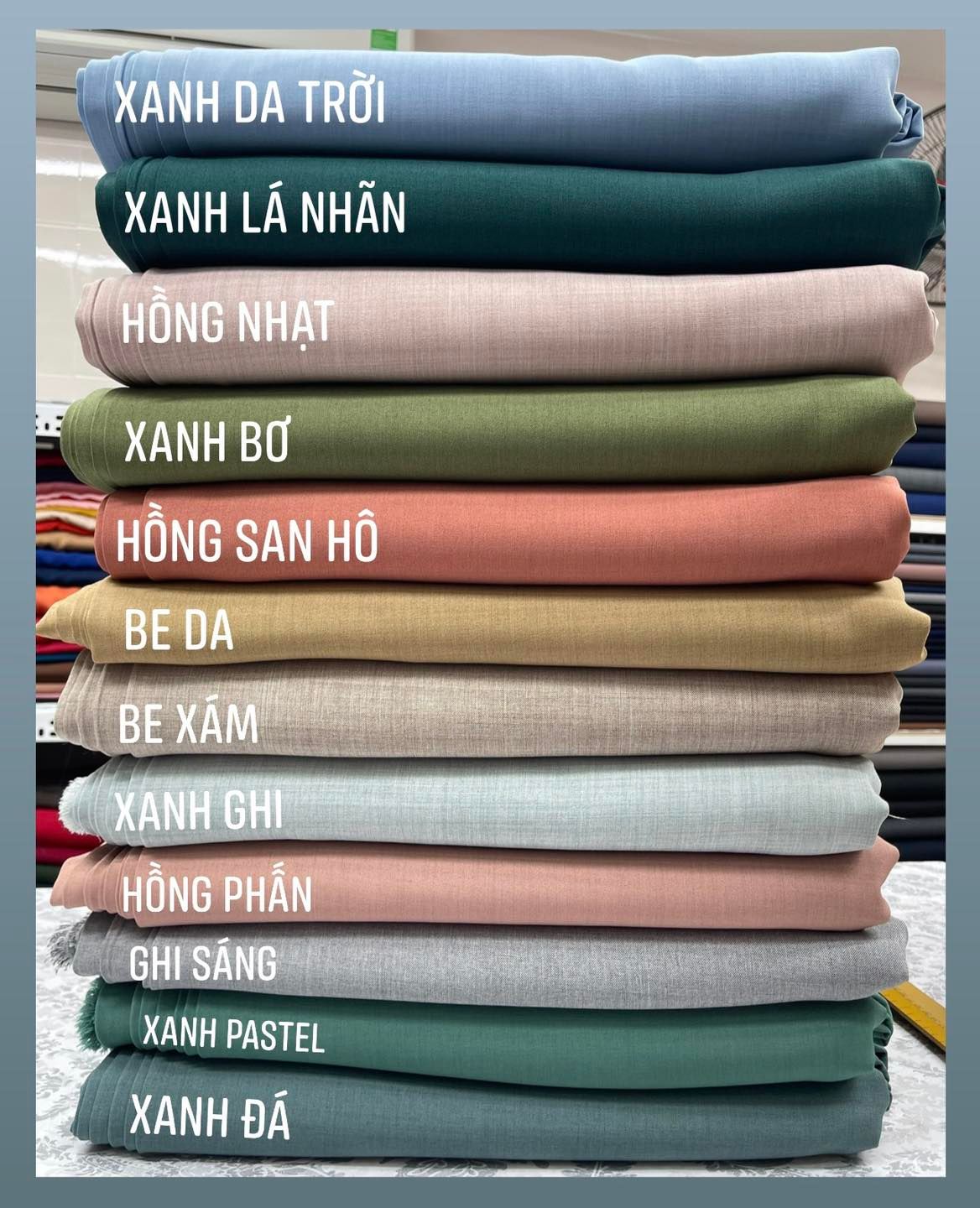 Vải tếch xước gân new bảng màu 2