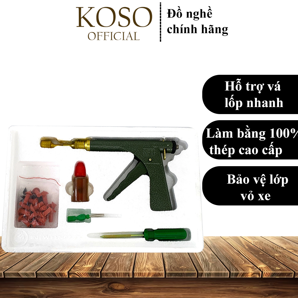 Bộ vá lốp ô tô xe máy không săm KOSO tiện dụng - Bộ vá lốp không săm - vá nấm