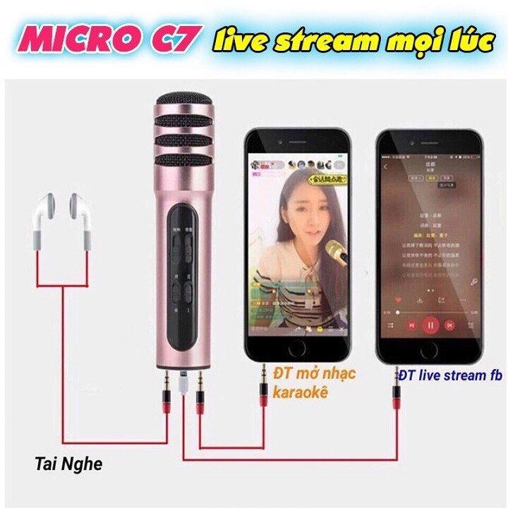 Mic thu âm C7 hay Micro livestream 3 IN 1
