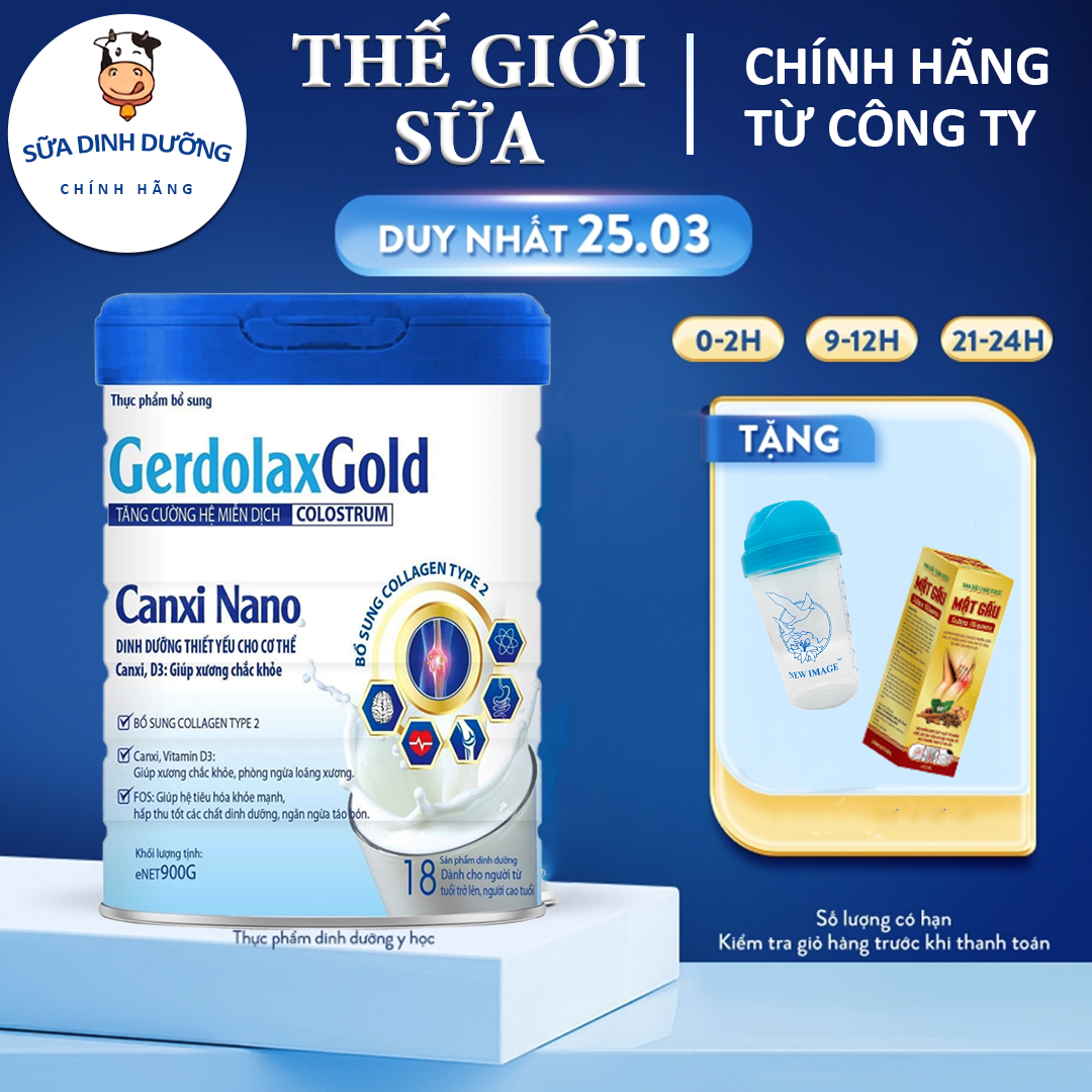 Sữa canxi Gerdolax Gold Canxi Nano 900g, Sữa canxi cho người già, Sữa canxi cho người lớn, Sữa xương khớp